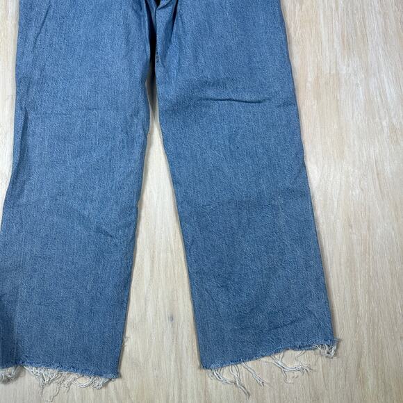 ASOS Design High Rise Straight Leg Light Wash Raw Hem 90s Vintage Jeans 26X32 - Picture 11 of 13